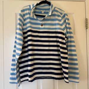 J. Crew Women’s Striped Long-Sleeve Pullover Shirt - Light Blue & Navy